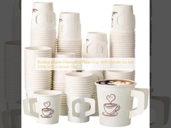 Biodegradable Disposable Paper Cup With Handle for hot Drink with a Secure Grip