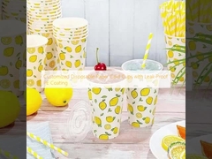  Customized Disposable Paper Cold Cups with Leak-Proof PE Coating 
