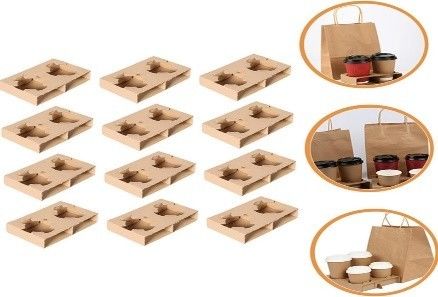100% Virgin Wood Pulp Paper Cup Holder Durable 4 Cup Drink Carrier With Handle