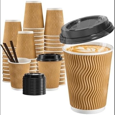 Eco Friendly Food Grade Paper Ripple Wall Cups For Coffee With FSC Certification