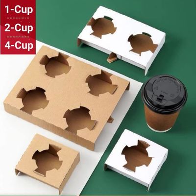 Biodegradable Disposable 4 Cup Drink Carrier With Secure Holding