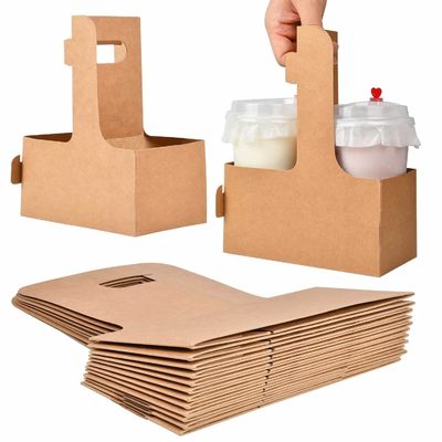 Biodegradable Disposable 4 Cup Drink Carrier With Secure Holding
