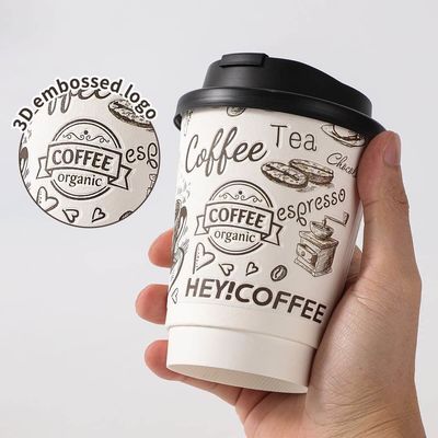 Food Grade Double Wall Embossed Paper Cups With FSC Certified Customized