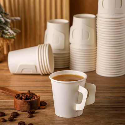 Biodegradable Disposable Paper Cup With Handle For Hot Drink With A Secure Grip