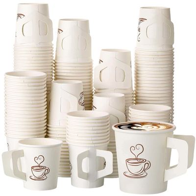 Biodegradable Disposable Paper Cup With Handle For Hot Drink With A Secure Grip