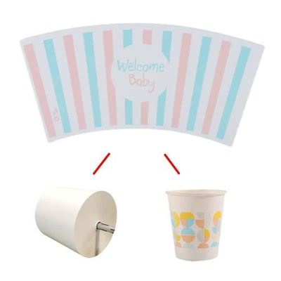 comprare die cut printed paper cup fan with different pattern and OEM brand online manufacture