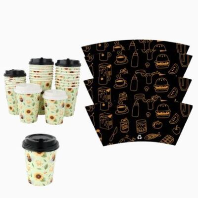 Buy Hot Sale Eco-friendly Oilproof Printed Disposable Paper Cup PE PLA Coated Paper Cup Fan online manufacture