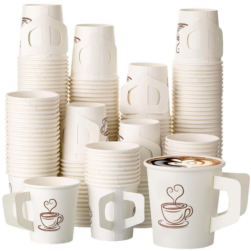 Biodegradable Disposable Paper Cup With Handle For Hot Drink With A Secure Grip