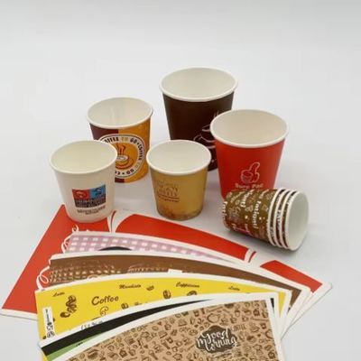 Disposable Custom Printed Single Double PE Coated Paper Cup Fan For Beverage Cups