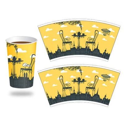 Eco Friendly Paper Cup Fan 200 GSM Single Side PE PLA Coated Material