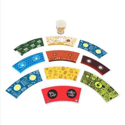 1-7 Colors Custom Designed Paper Coffee Cup Fan With PE Coated